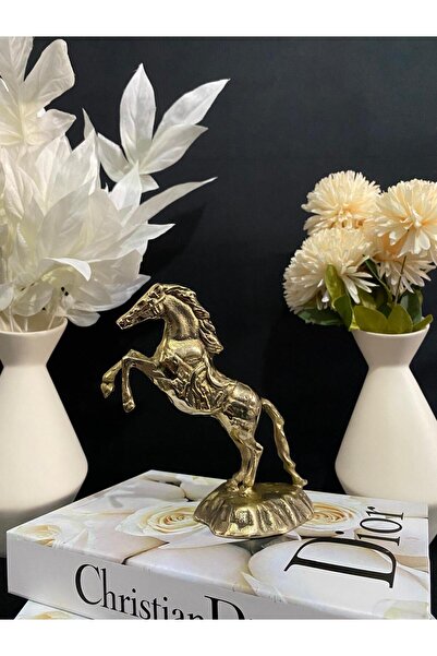 DecoZel Dekoratif Pirinç Döküm Kaideli Şahlanan At Biblo
