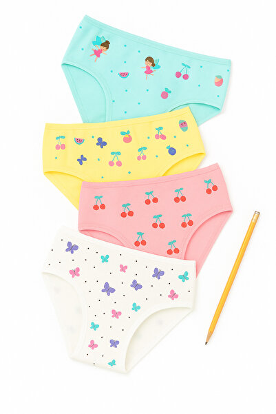 Bilal Tekstil Kız Çocuk külot 4’lü Set Pamuklu Slip