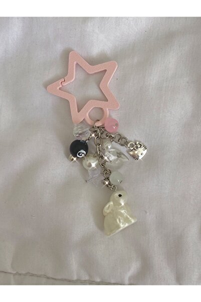 amourina Yıldız Klipsli Hello Kitty Parlak Tavşan Şeffaf Kalp Fairycore Coquette Anahtarlık Çanta Charmı