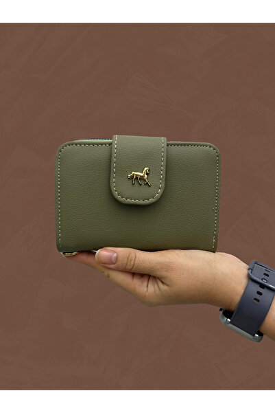 shiny ever Medium Size Green Gold Detailed Women's Leather Wallet