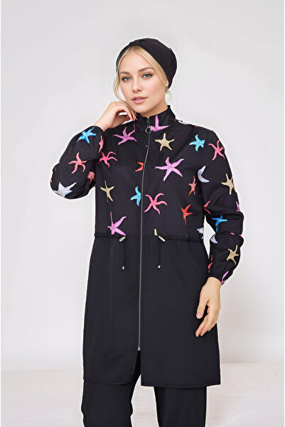 Genel Markalar Beli Bağcıklı Fermuarlı Dijital Baskılı Tesettür Mayo- Bone He...