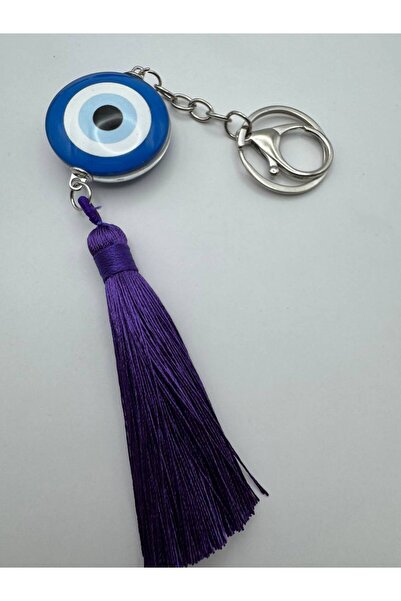 Herşey Nota Breloc cu ciucuri albastru închis cu mărgele de sticlă Evil Eye –...