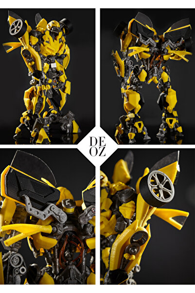 DEOZ3D 3D Bumblebee Koleksiyon Figürü – 25 cm | Sarı & Siyah | Hareketli Eklemli