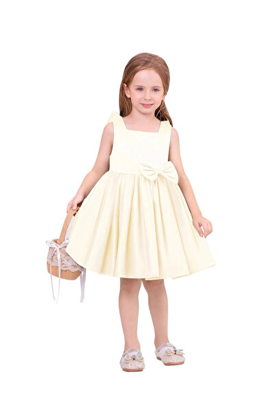 OEM Rochie elegantă, peste genunchi, fără mâneci, cu volane, crem 2-3 ani