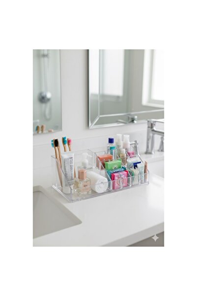 HSDemirci Organizator transparent pentru cosmetice pentru baie din acril 13x2...