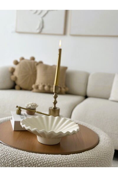 blancaston Seramik Dokulu Dekoratif Yelpaze Tabak