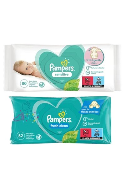 Pampers Set 2 x Variety, 1 x Baby Fresh Clean 52 wipes, 1 x Baby Sensitive 80 wipes