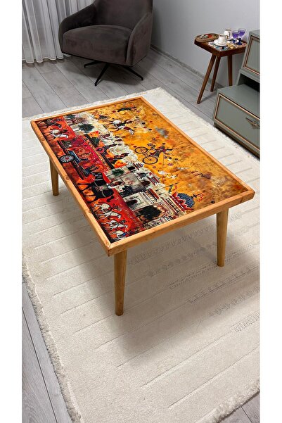 Home " Saray Alanının Masası " Dekoratif Seramik Orta Sehpa 90 cm x 60 cm