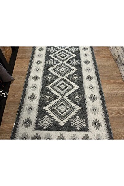 OMS Traditional rug, double-sided, 60x150 cm, gray and white, ROMB pattern