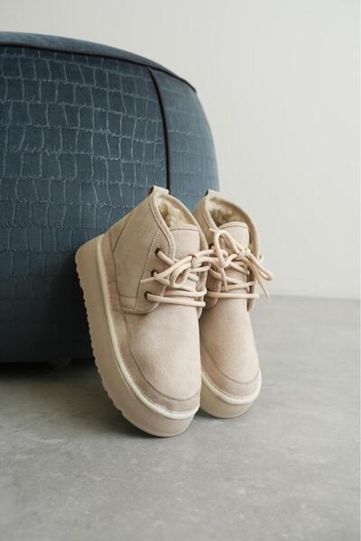 Taran أحذية أوليفيا النسائية ذات الأربطة المصنوعة من الجلد السويدي والفراء ال...