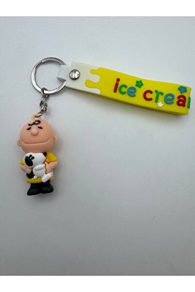 Yuchicly سلسلة مفاتيح من السيليكون بشخصيات تشارلي براون وسنوبي باللون الأصفر ...