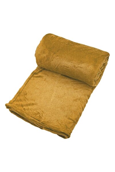 SHOPIENS Double Plush Blanket Shopiens®, Mustard Yellow, 230 x 220 cm