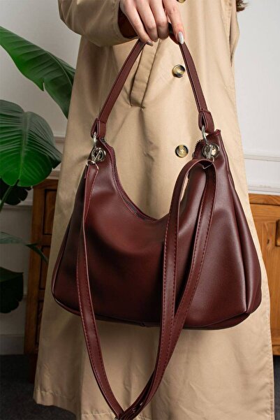 SHIKIRTI Γυναικεία τσάντα ώμου και χιαστί μεγάλου όγκου, δερμάτινη, χρώματος ...