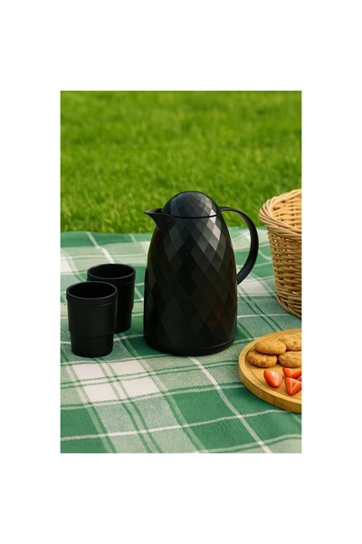 HSDemirci 1 Liter Acrylic Black Tea Thermos Keeps Hot for 12 Hours and Cold for 24 Hours