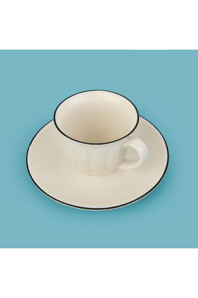 ASPARTAM Kitchen Olympos 2-Piece Coffee Cup Set - Cream / Black - 90 ml