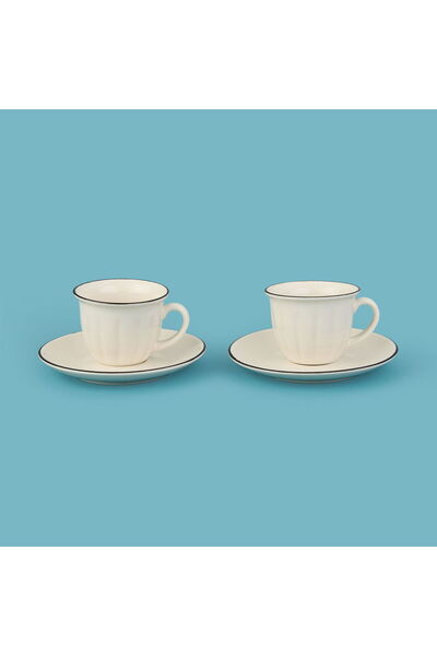 ASPARTAM Kitchen Olympos 2-Piece Coffee Cup Set - Cream / Black - 90 ml