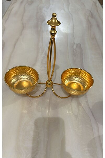 ALMASA صحن مجوز لتقديم التمر والمكسرات ذهبي