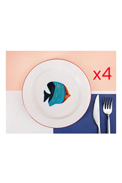 Porland Coralline 4'lü Düz Tabak 17cm