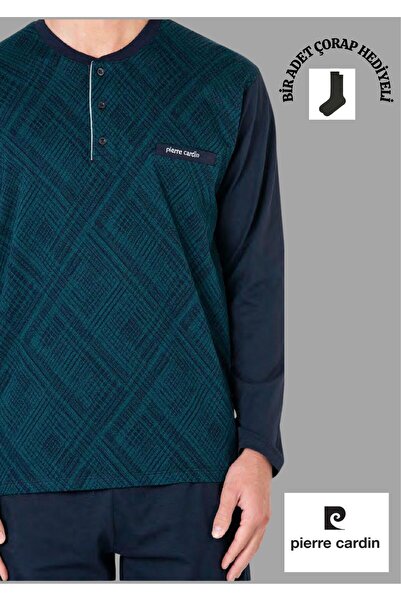 Pierre Cardin %100 Pamuk Jakarlı Düğmeli Bisiklet Yaka Pijama Takımı THCL6VR08PC