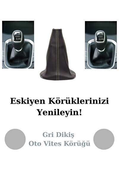 AlpiLeo Custom Peugeot 408 Coupe Compatible Auto, Vehicle Gear Shift Boot Gray Stitching