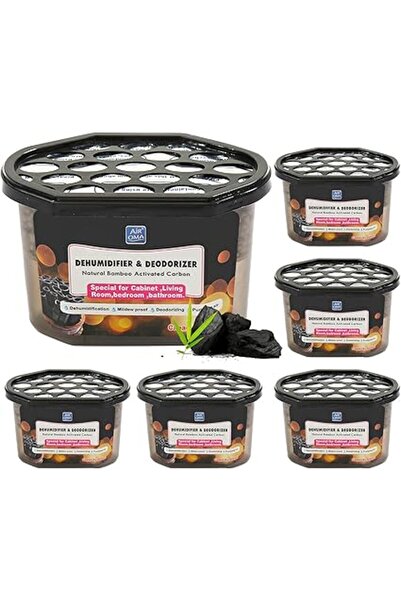 Generic مجموعة من 6 قطع من مزيل الرطوبة المنزلي من هوماركت، مصنوع من الفحم النشط، لامتصاص الرطوبة وإزالة الروائح الكريهة، لون أبيض