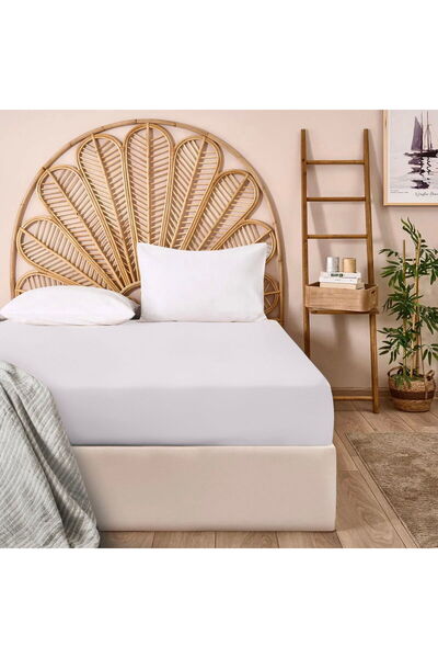 KUT FLY ملاءة سرير مطاطية مفردة من القطن الممشط الناعم - أبيض - 100x200 سم