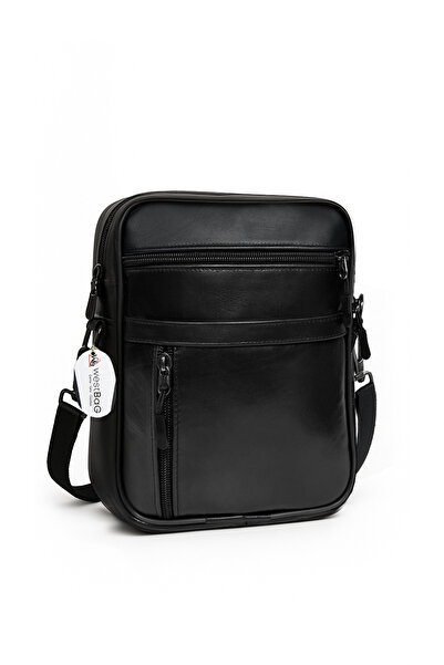 westbag Сумка через плече з натуральної шкіри, унісекс, чорна, з багатокімнат...