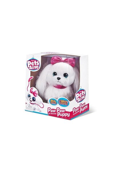 Zuru Interactive Toy Puppy, Paw Paw the Walking Puppy, Zuru, White/Pink, with Sounds