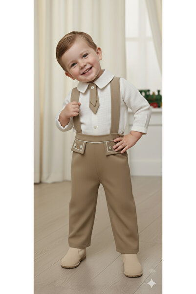 Heymino Sandy Erkek Çocuk Salopet Pantolon Takım – Gömlek, Yelek, Kravat ve K...
