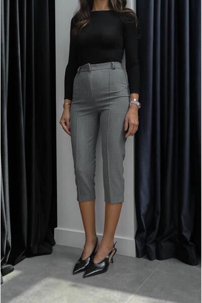 Havoş Anthracite Striped Capri Pants