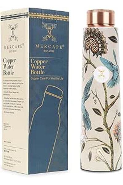 Generic ميركاب® - زجاجة مياه نحاسية نقية ١٠٠٪ | مقاومة للتسرب، متينة، ومقاومة للصدأ | غير سامة وخالية من مادة بيسفينول أ