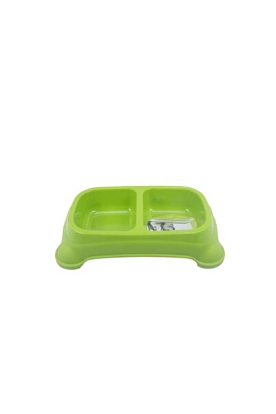 Doty Bol dublu Rainbow Bowl pentru hrană de animale, verde, 31 x 16 cm
