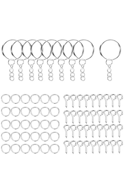 Choice 110 قطعة فضية 110 قطعة حلقات مفتوحة ودبابيس عين سلسلة مفاتيح مجموعات إ...