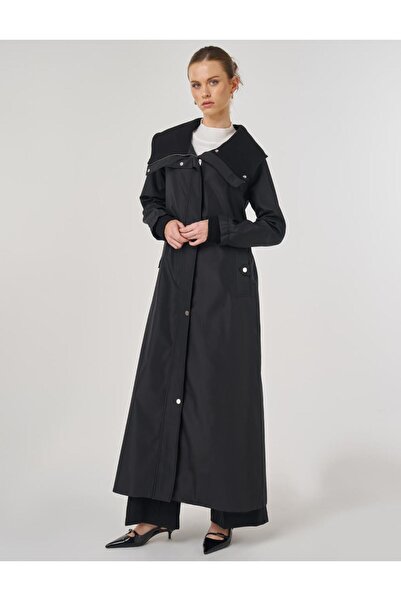 Kayra Wide Collar Overcoat Black