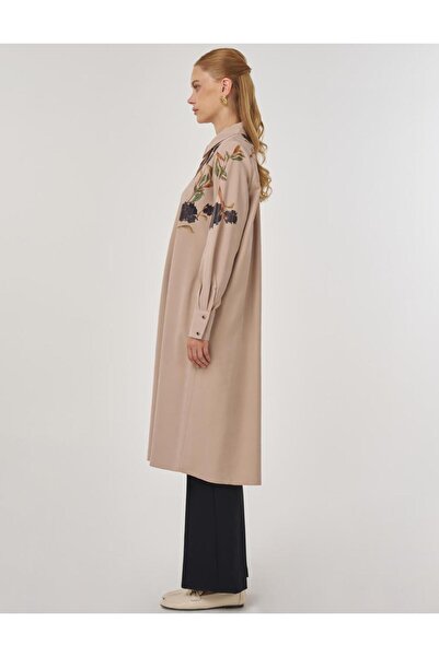 Kayra Floral Baskılı Rayon Tunik Vizon