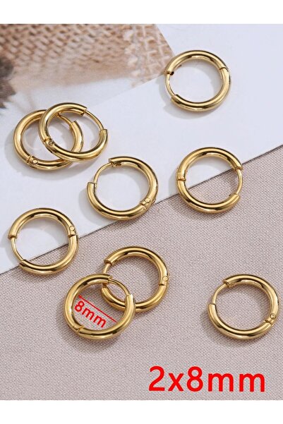 Choice 2 × 8 مم 10 قطع أقراط أذن من الفولاذ المقاوم للصدأ باللون الذهبي أقراط...