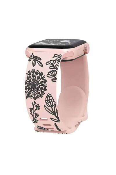 Apple Curea Ceas Watch Silicon Dandelion Pink Black 42/44/45/46/49mm