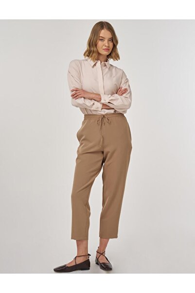 KYR Elastic Waist Comfortable Cut Trousers Dark Mink