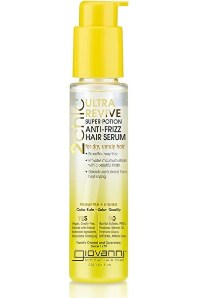 Giovanni 2chic Ultra-Revive Super Potion Anti-Frizz Hair Serum, Pineapple & Ginger, 2.75 oz