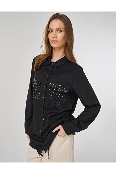 Kayra 100% Lyocell туника с двойни джобове, черна