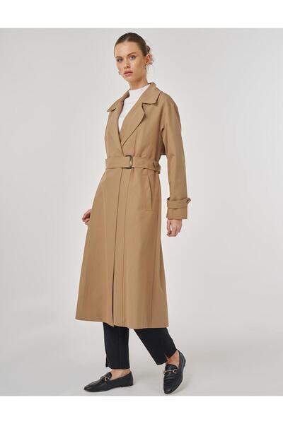 Kayra Erkek Yaka Uzun Trençkot Bej