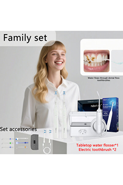 Youtrico مجموعة عائلية ثلاثية، جهاز تنظيف الأسنان بالماء، فرشاة أسنان، تنظيف ...