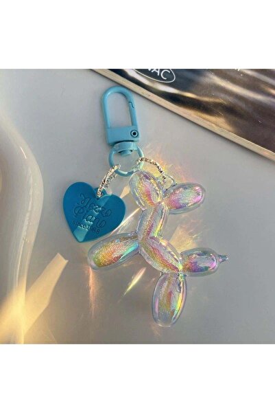 Choice سلسلة مفاتيح جديدة على شكل كلب بالون بلون الحلوى باللون الأزرق للبنات،...