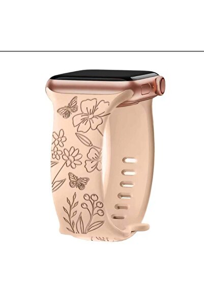 Apple Curea Ceas Watch Silicon Flower Milk Tea 42/44/45/46/49mm