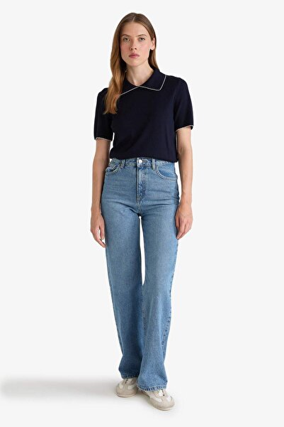 DeFacto Regular Fit Polo Neck Short Sleeve Knitwear Sweater G0490Ax25Au