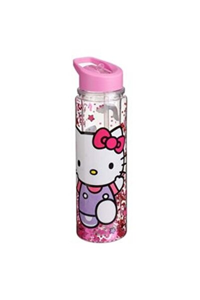 OEM Sticla Apa Flip Top Transparenta cu Perete Dublu Capac Roz Model Hello Ki...