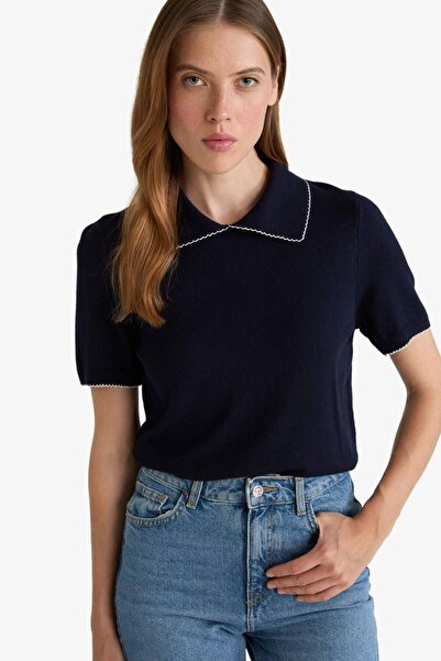 DeFacto Regular Fit Polo Neck Short Sleeve Knitwear Sweater G0490Ax25Au