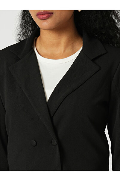 Globus By Styli Black Stretchable Crop Blazer and Trousers Workwear Co-Ords