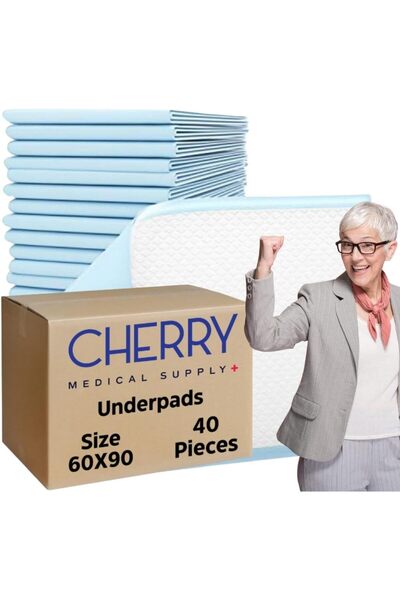 Cherry Medical Supply 40 قطعة معبأة في 4 أكياس 60 سم × 90 سم فوط صحية للاستخدام مرة واحدة كبيرة جدًا