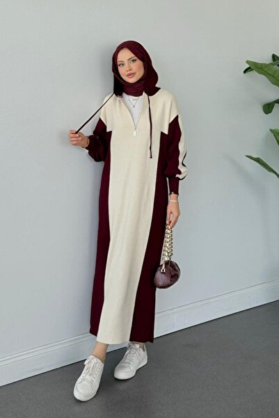 Hazamoda Costum sport cu glugă Samira, roșu claret